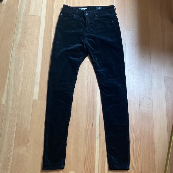 AG Adriano Goldshmeid High Rise Farrah Velvet Black Pants - Anthropologie - Picture 4 of 10